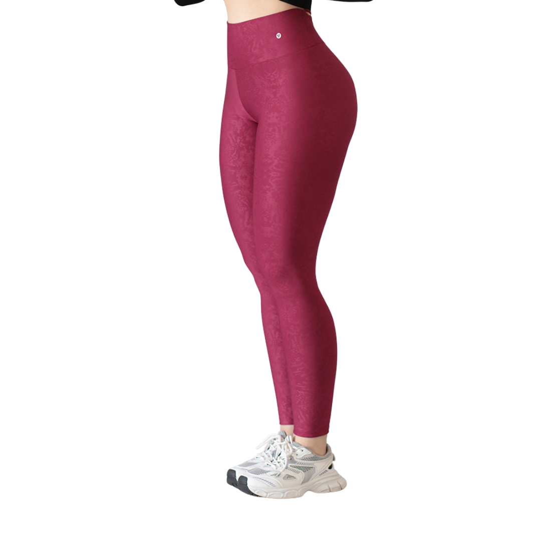 Leggings Deportivos para Mujer Fitness: Efecto Push Up, Cintura Alta, Textil Lycra Transpirable con Relieves abstracto, Color Tinta | Adriana Olimpo
