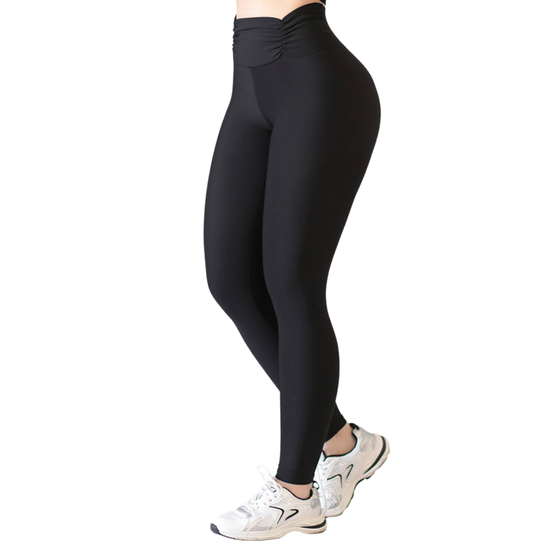 Leggings Deportivos para Mujer Fitness: Efecto Básico, Cintura Alta, Textil Lycra Transpirable con Acabado Liso, Negro | Adriana Olimpo