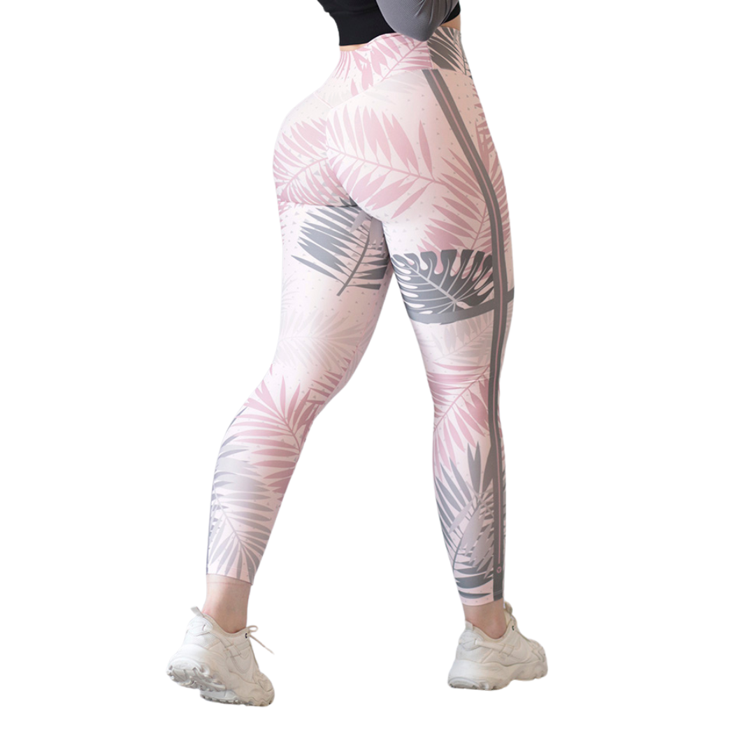 PLANTILLA LEGGINS A|O (Leggings Deportivos para Mujer Fitness: Efecto Push Up, Cintura Alta, Textil Lycra Transpirable con Acabado Liso, Color Rosado Palma | Adriana Olimpo)