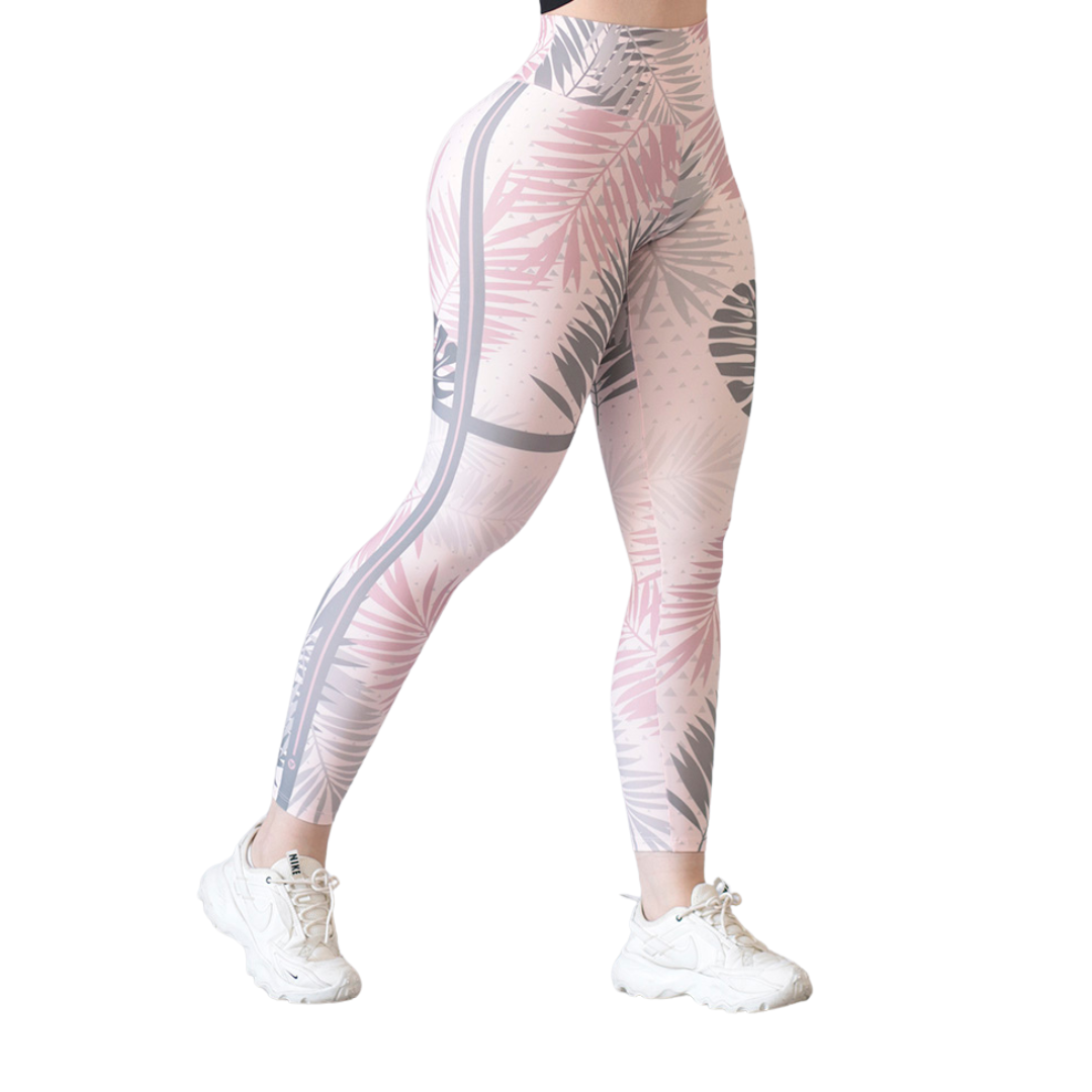 PLANTILLA LEGGINS A|O (Leggings Deportivos para Mujer Fitness: Efecto Push Up, Cintura Alta, Textil Lycra Transpirable con Acabado Liso, Color Rosado Palma | Adriana Olimpo)
