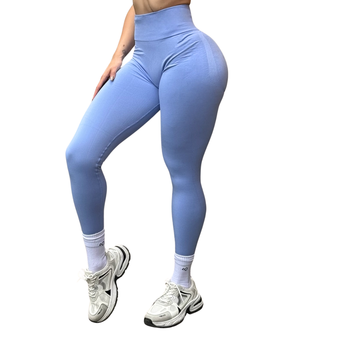 Leggings Burbuja + Push Up | Seamless Compresión - Celeste