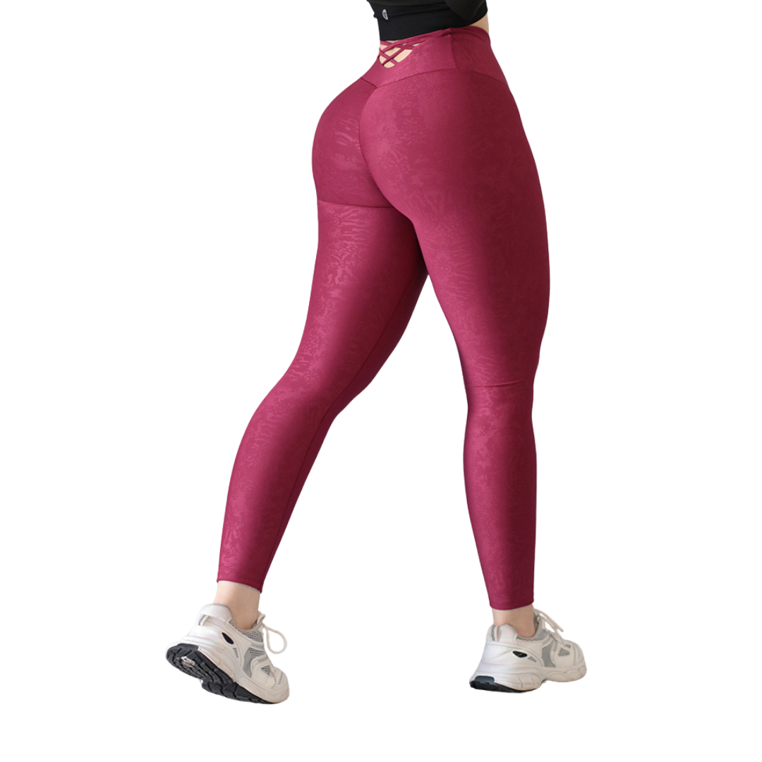 Leggings Deportivos para Mujer Fitness: Efecto Push Up, Cintura Alta, Textil Lycra Transpirable con Relieves abstracto, Color Tinta | Adriana Olimpo