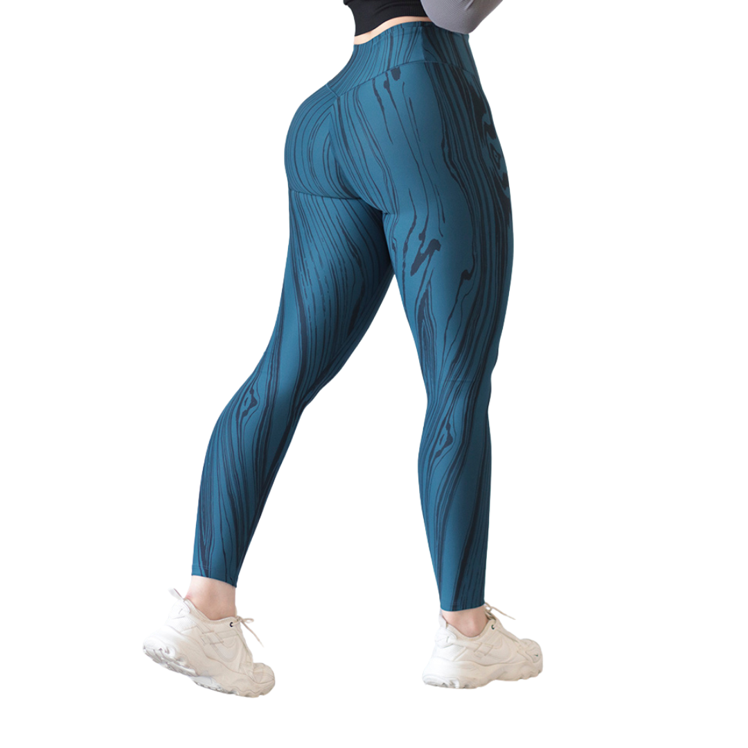 Leggings Deportivos para Mujer Fitness: Efecto Push Up, Cintura Alta, Textil Lycra Transpirable con Acabado Liso, Color Aqua Parota | Adriana Olimpo