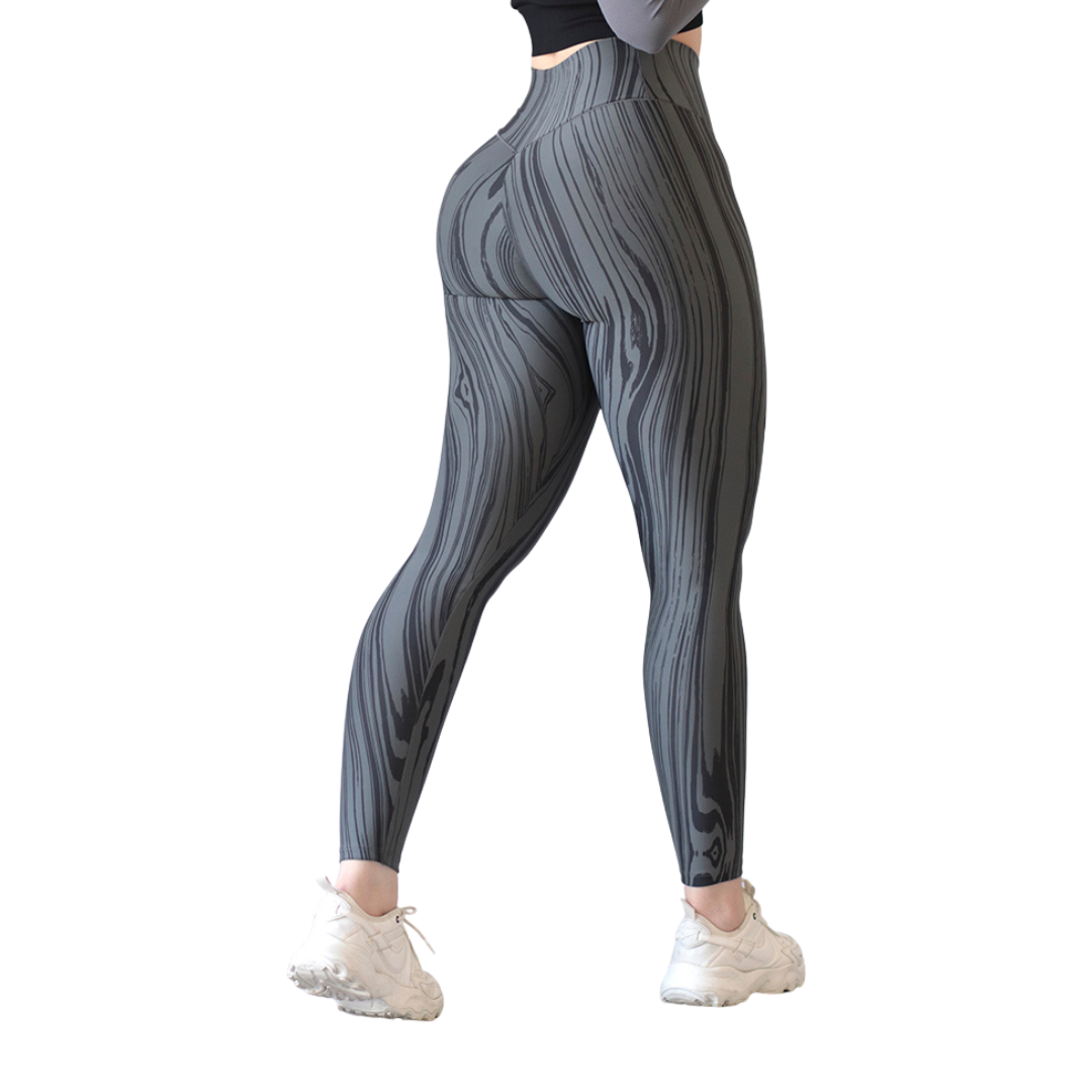 Leggings Deportivos para Mujer Fitness: Efecto Push Up, Cintura Alta, Textil Lycra Transpirable con Acabado Liso, Color Gris Parota | Adriana Olimpo