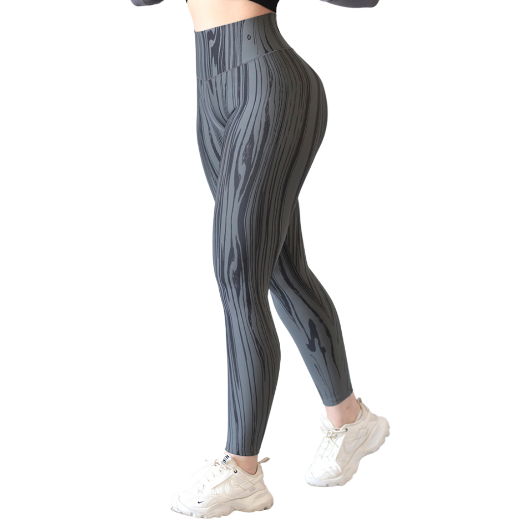 Leggings Deportivos para Mujer Fitness: Efecto Push Up, Cintura Alta, Textil Lycra Transpirable con Acabado Liso, Color Gris Parota | Adriana Olimpo
