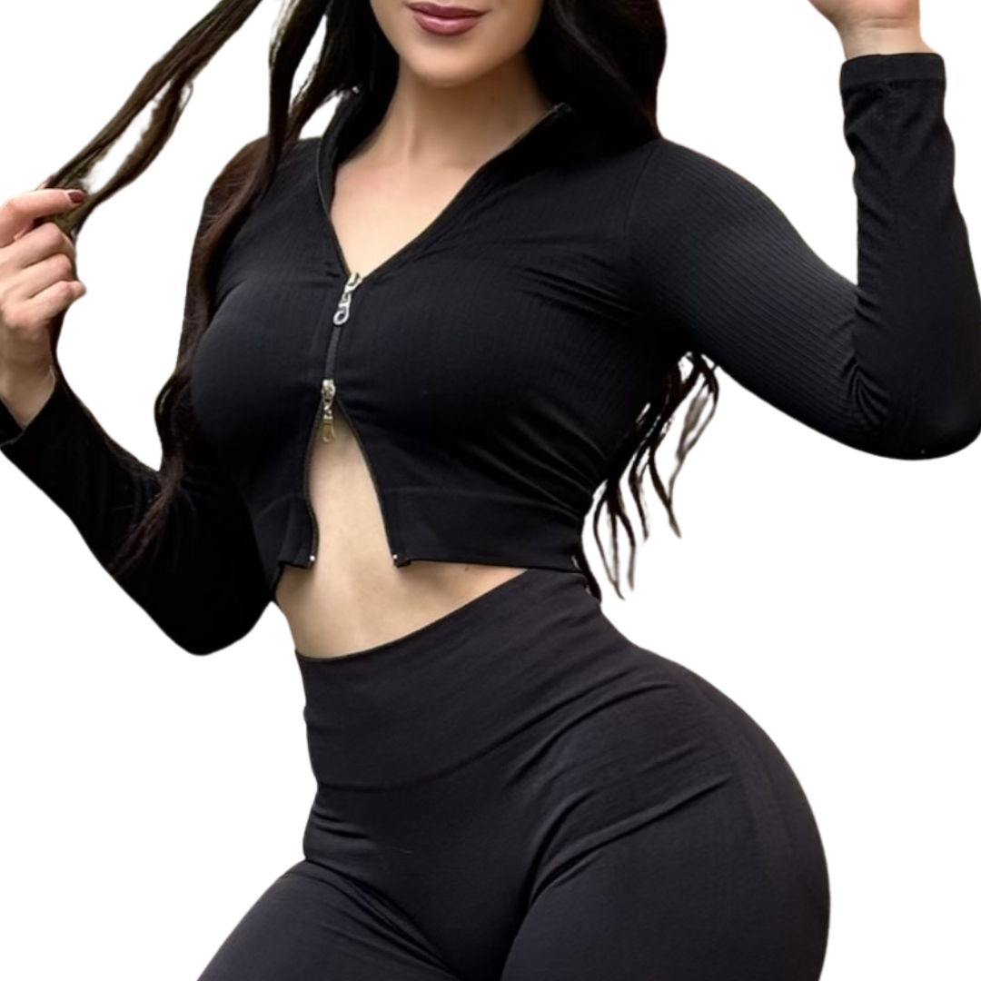 ADRIANAOLIMPO® | Blusa - Chamarra deportiva manga larga | Transpirable, Relieves – Negro | Ropa deportiva para mujer Elite HotSale Blackfriaday Envío Gratis a México. Mayoreo Menudeo Ofertas Exclusivas