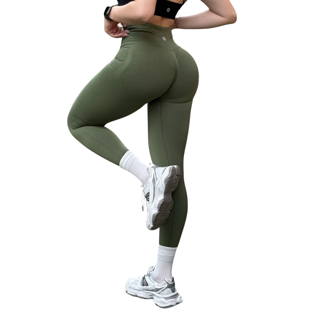 🔸 Leggings Burbuja + Push Up | Seamless Compresión - Olivo