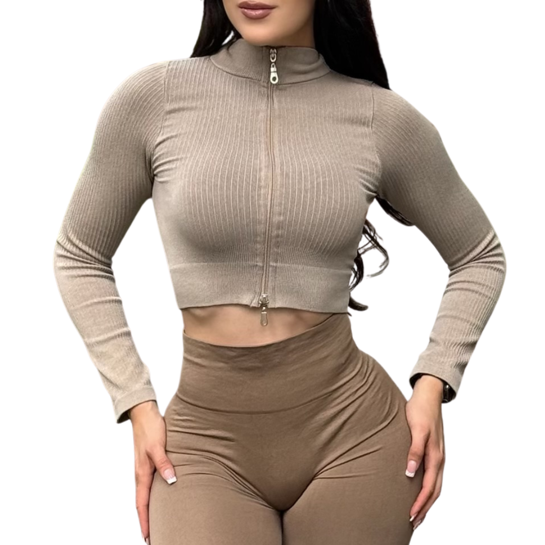 ADRIANAOLIMPO® | Blusa - Chamarra deportiva manga larga | Transpirable, Relieves – Moka Obscuro | Ropa deportiva para mujer Elite HotSale Blackfriaday Envío Gratis a México. Mayoreo Menudeo Ofertas Exclusivas