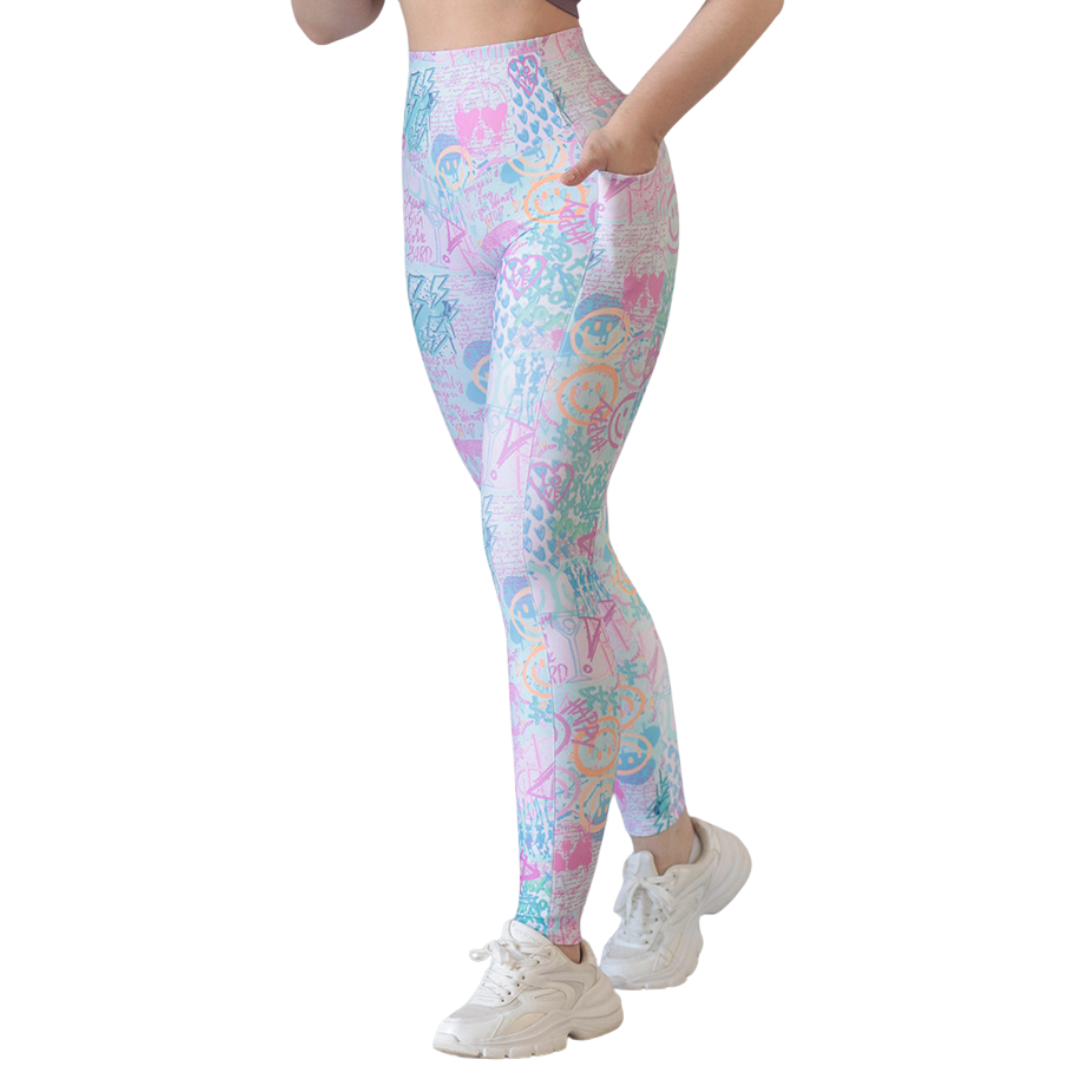 🔹 Leggings básico con bolsillos | Supplex Stretch, Liso – Flores