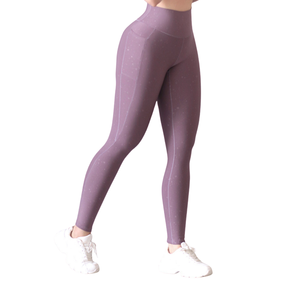 🔹 Leggings básico con bolsillos | Supplex Stretch, relieves estrellitas– rosa old