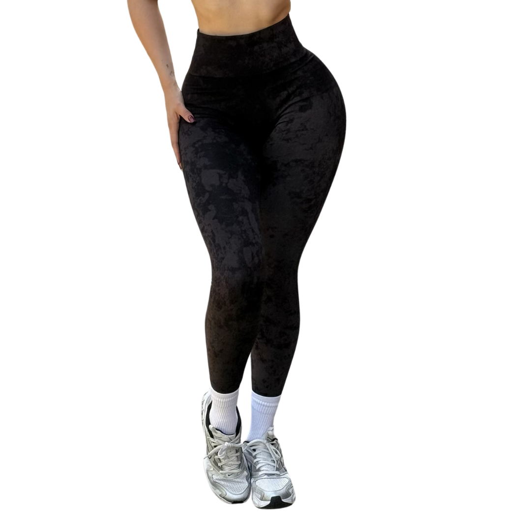 Leggings Burbuja + Push Up | Seamless Compresión - Negro Deslavado