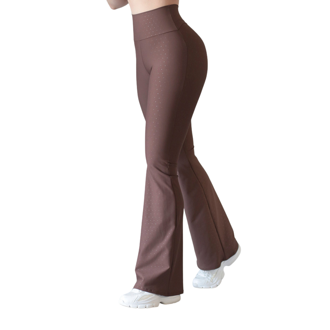 🔹 Leggings básico | Supplex Stretch, Destellos corazoncitos – Café