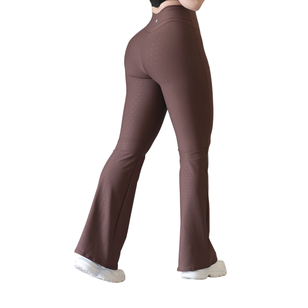 🔹 Leggings básico | Supplex Stretch, Destellos corazoncitos – Café