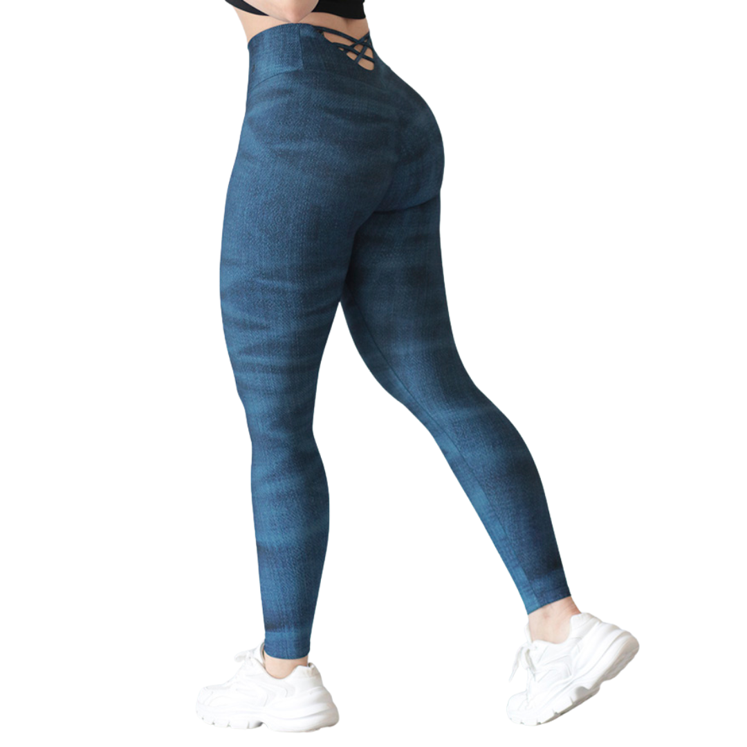 🔹 Leggings push up | Supplex Stretch, Liso – Azul Mezclilla