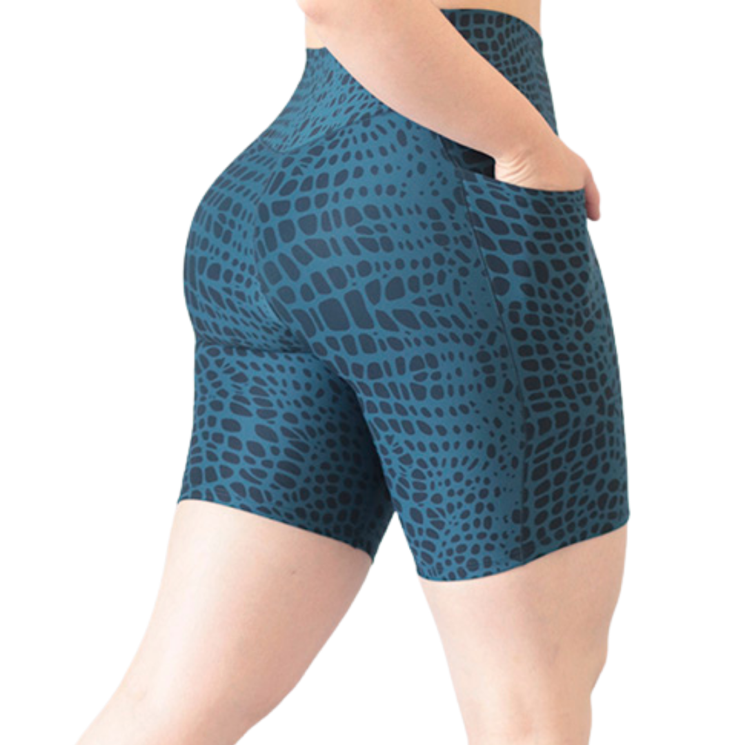 🔹 Short básico con bolsillos | Supplex Stretch, Liso – azul