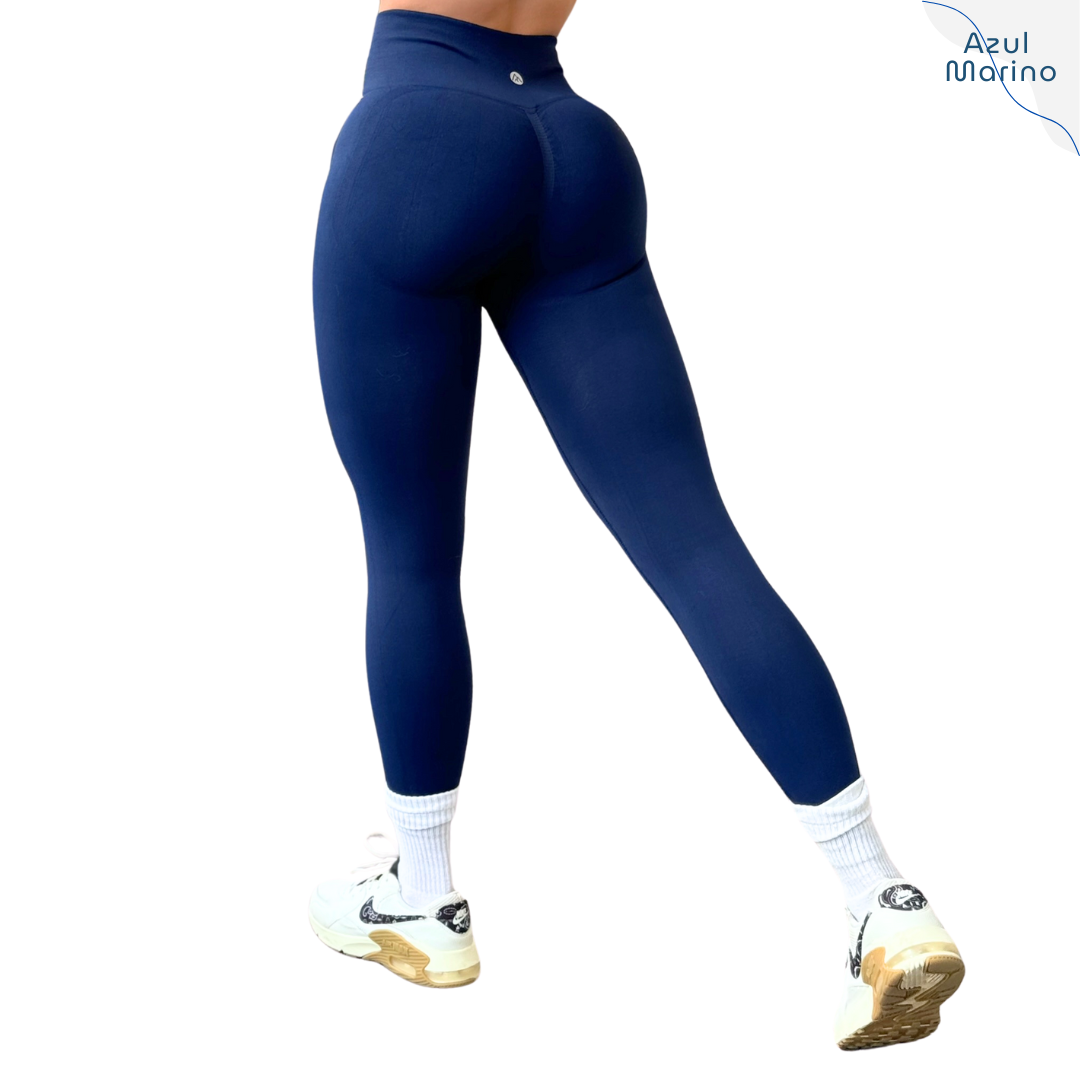 Oferta | Leggings Deportivos Seamless de Compresión para Mujer Fitness: Glúteos Redondos, Vientre Plano y Cintura Definida | Push Up + Compresión Faja, Ultra Cómodos y Sin Costuras, Color Azul Marino | Adriana Olimpo
