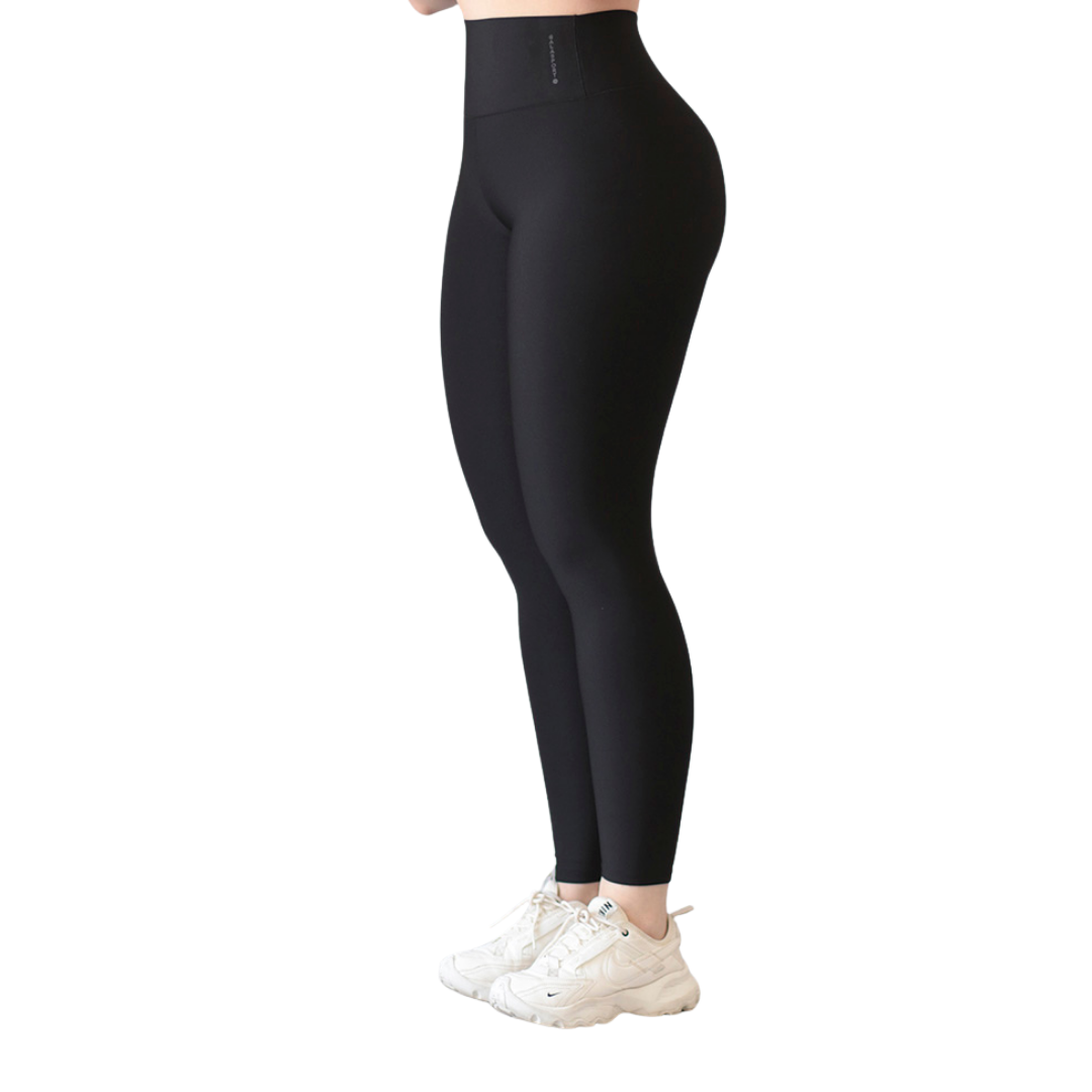 Leggings Deportivos para Mujer Fitness: Efecto Básico, Cintura Alta, Textil Lycra Transpirable con Acabado Liso, Color Negro | Adriana Olimpo