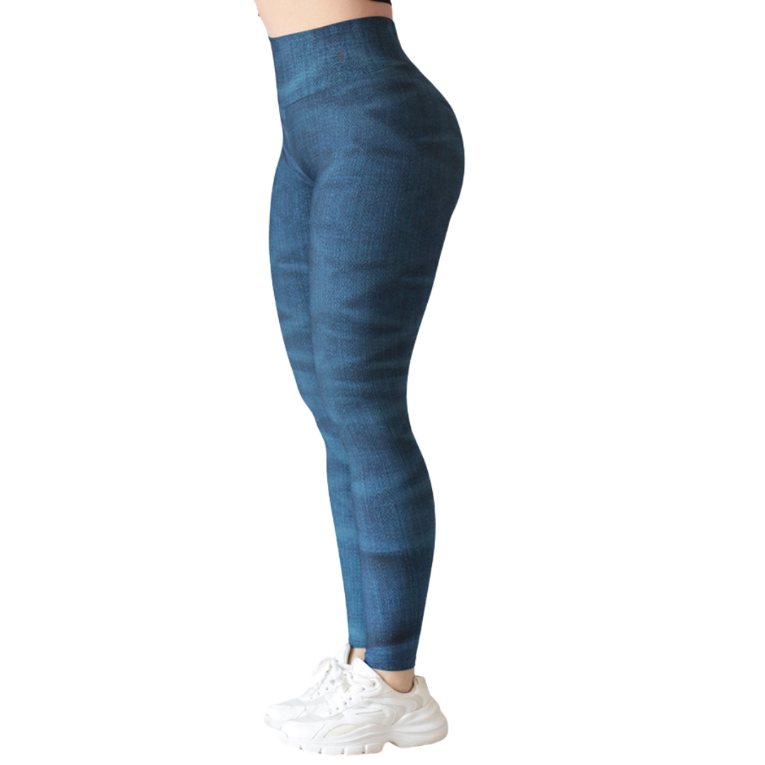 🔹 Leggings push up | Supplex Stretch, Liso – Azul Mezclilla