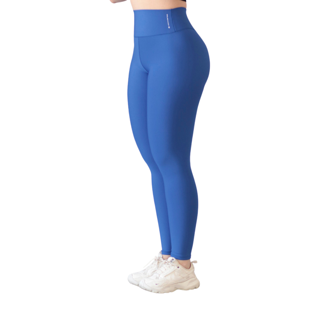 Leggings Deportivos para Mujer Fitness: Efecto Básico, Cintura Alta, Textil Lycra Transpirable con Acabado Liso, Color Azul Real | Adriana Olimpo