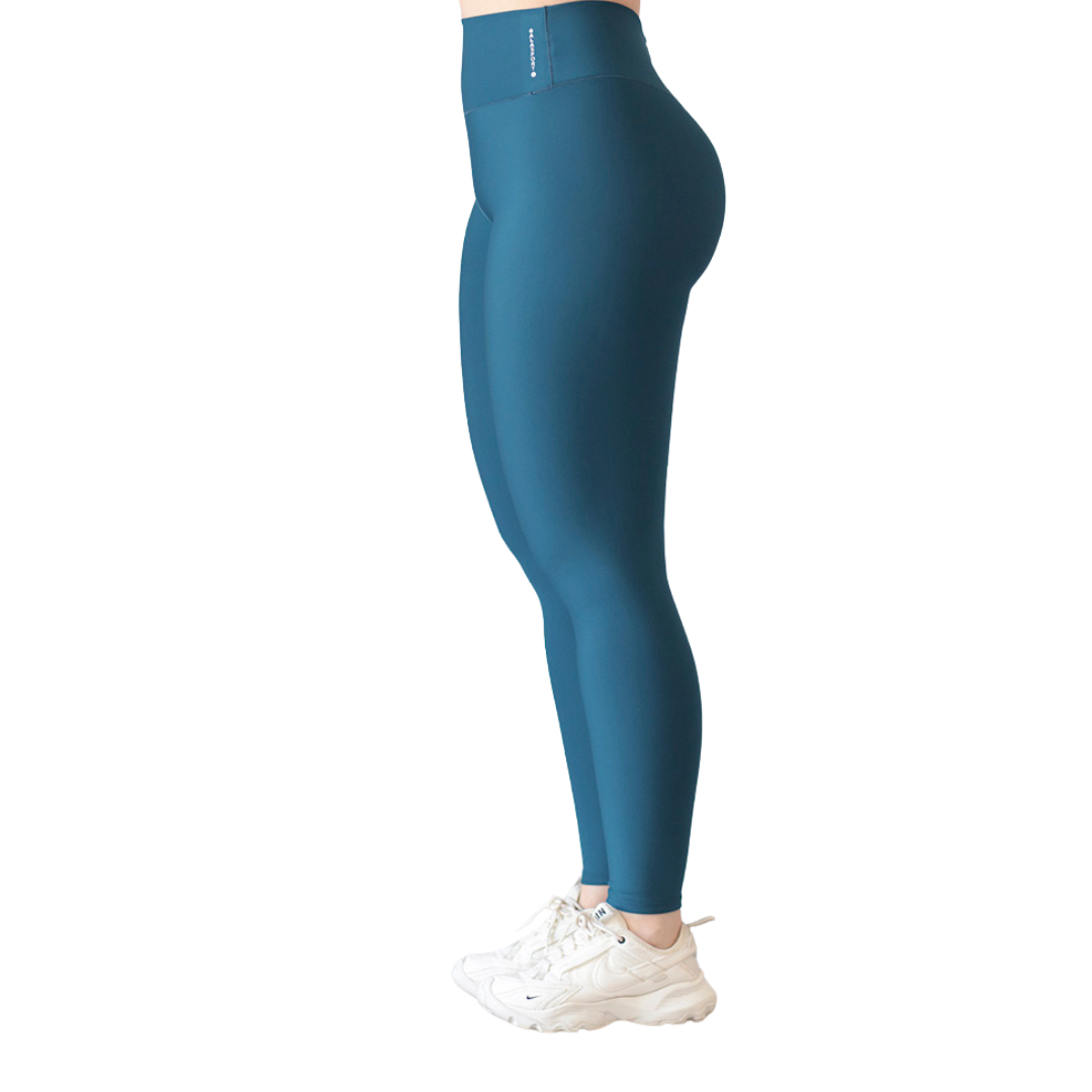 Leggings Deportivos para Mujer Fitness: Efecto Básico, Cintura Alta, Textil Lycra Transpirable con Acabado Liso, Color Verde Aqua | Adriana Olimpo