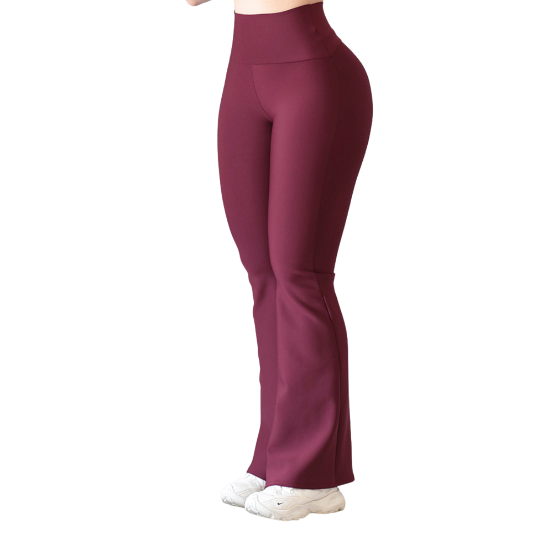 Leggings Campana Deportivos para Mujer Fitness: Efecto Básico, Cintura Alta, Textil Lycra Transpirable con Acabado Liso, Color Vino | Adriana Olimpo