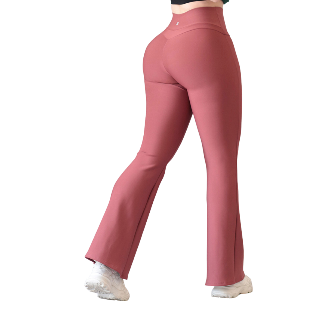 Leggings Campana Deportivos para Mujer Fitness: Efecto Básico, Cintura Alta, Textil Lycra Transpirable con Acabado Liso, Color Terracota | Adriana Olimpo
