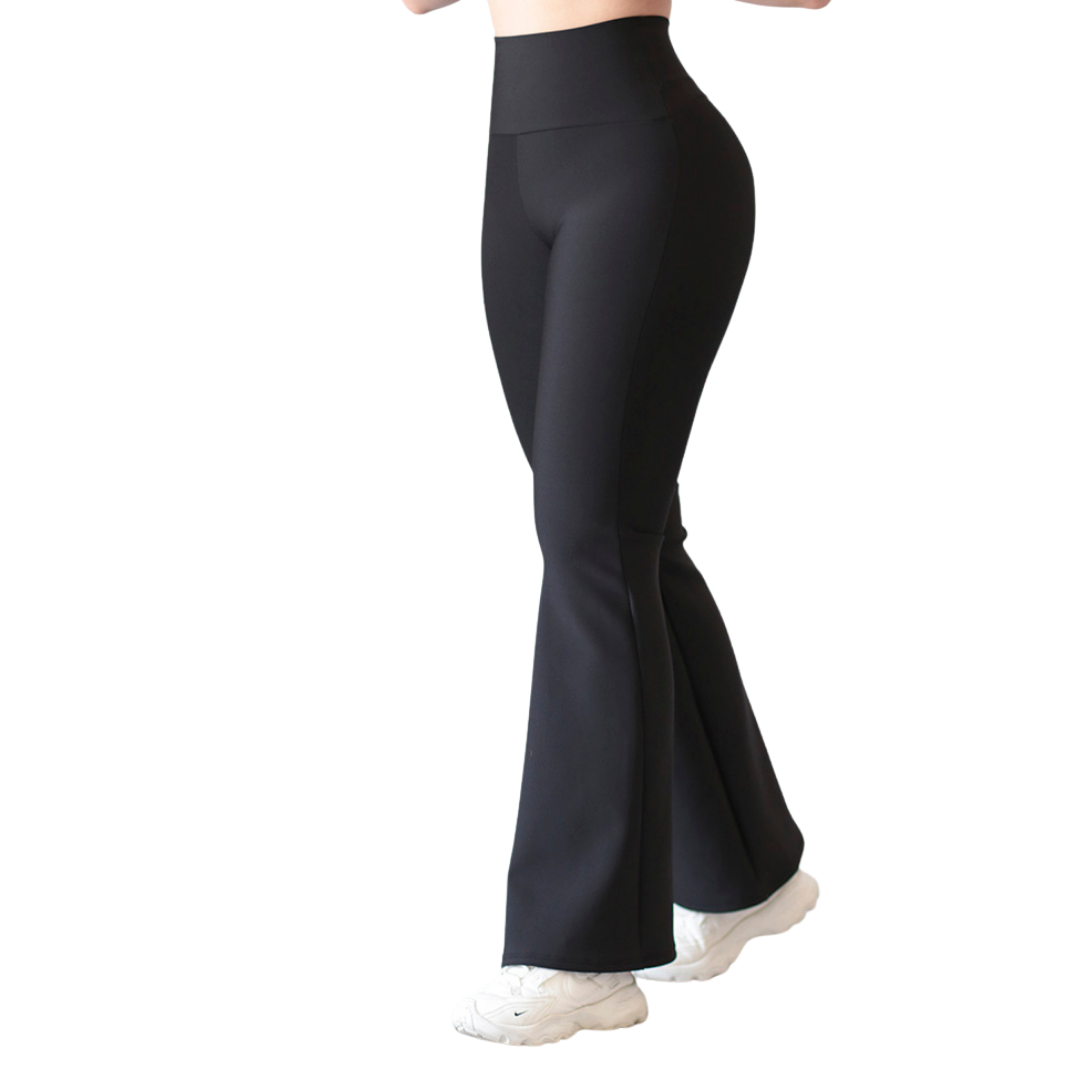 Leggings Campana Deportivos para Mujer Fitness: Efecto Básico, Cintura Alta, Textil Lycra Transpirable con Acabado Liso, Color Negro | Adriana Olimpo