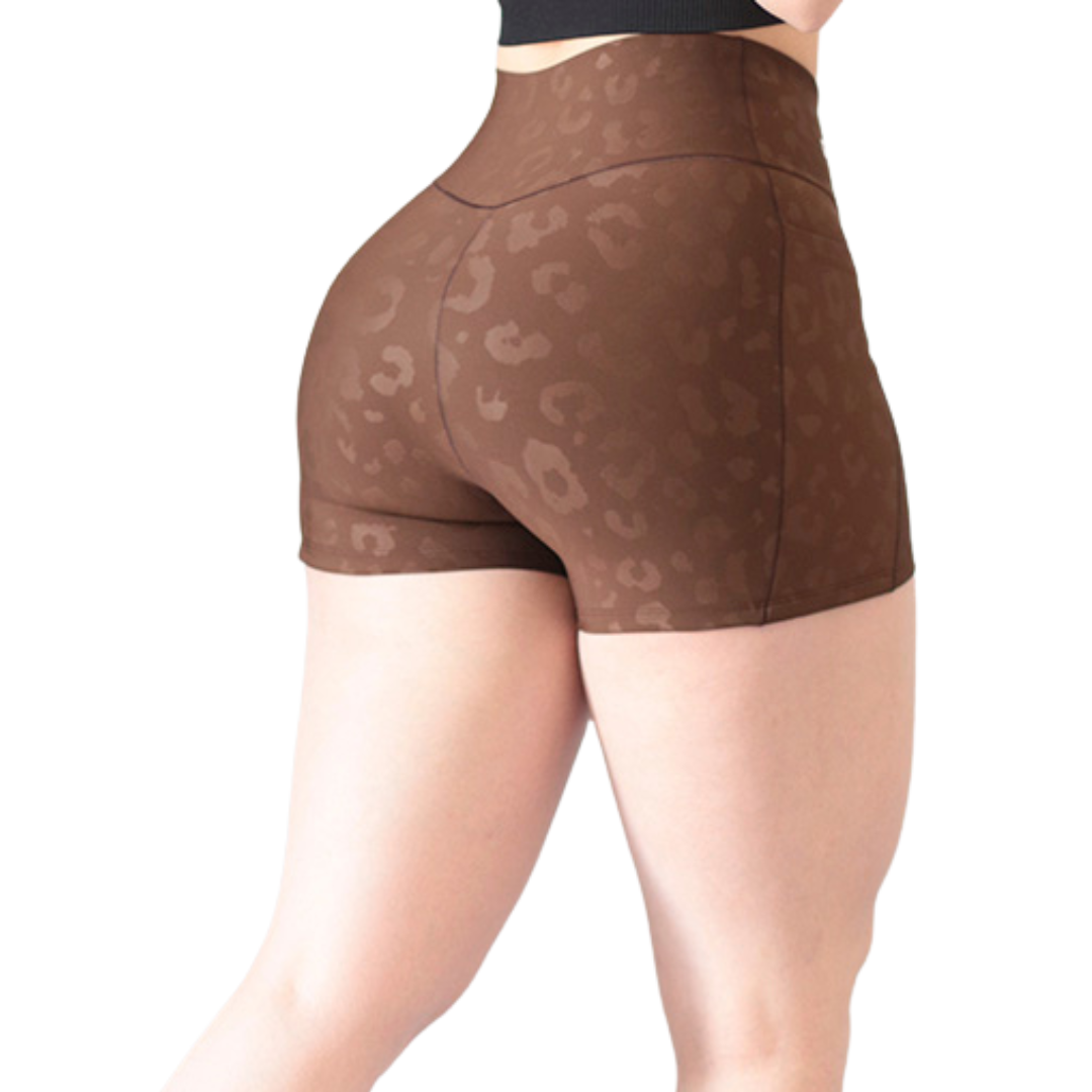 🔹 Short básico con bolsillos | Supplex Stretch, Relieves – café