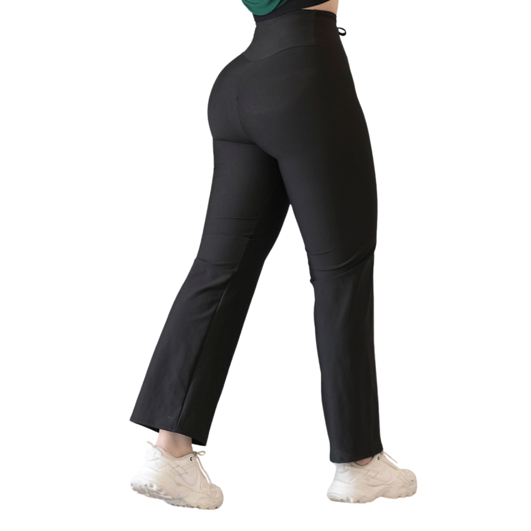 Pants Recto Deportivo para Mujer Fitness: Efecto Básico, Cintura Alta, Textil Lycra Transpirable con Acabado Liso, Color Negro | Adriana Olimpo