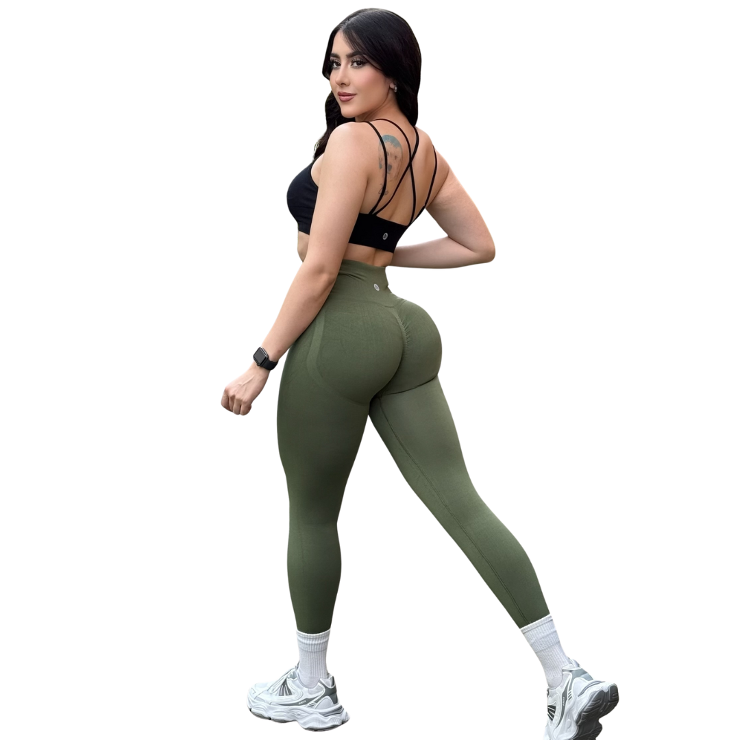 🔸 Leggings Burbuja + Push Up | Seamless Compresión - Olivo