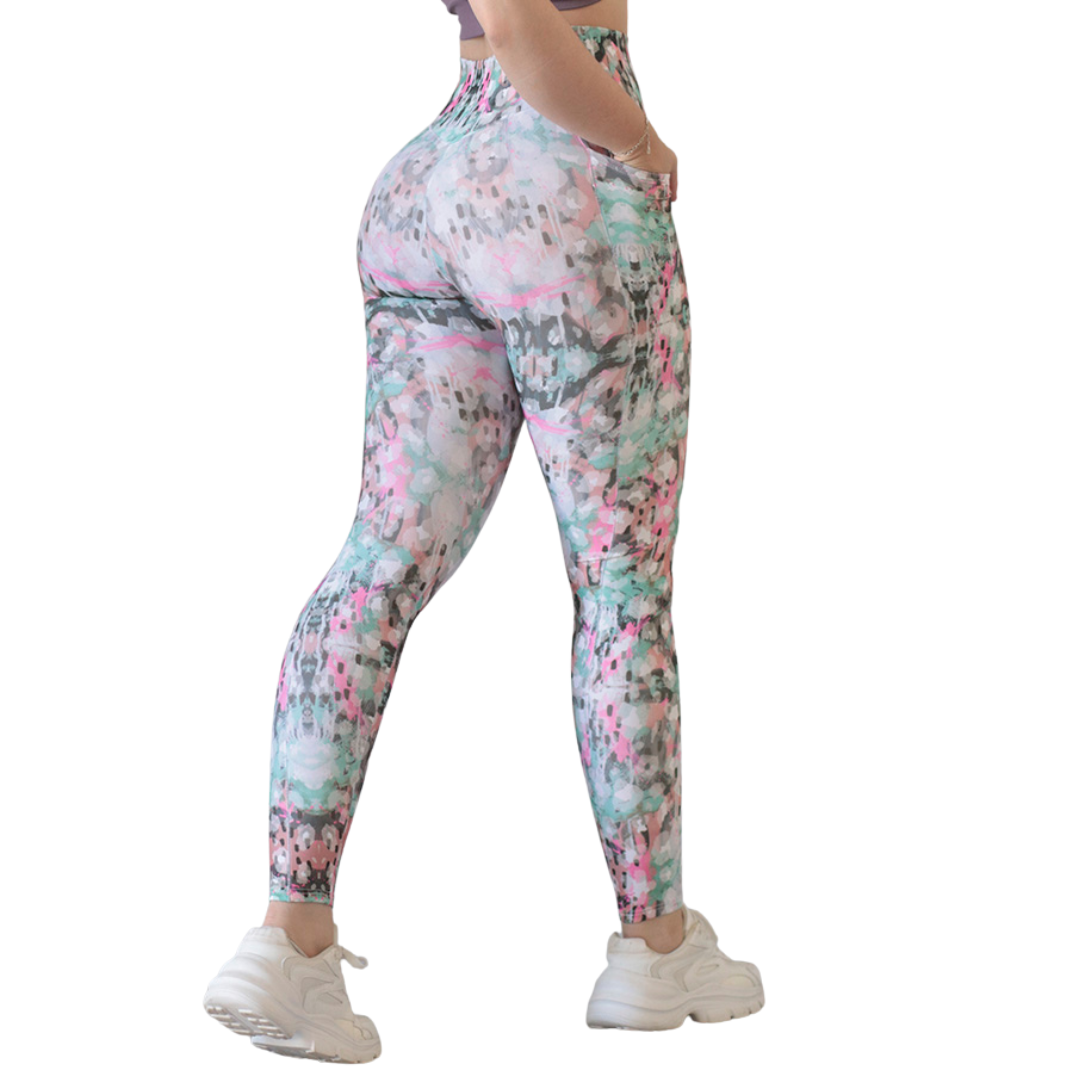 🔹 Leggings básico con bolsillos | Supplex Stretch, Liso – Flores