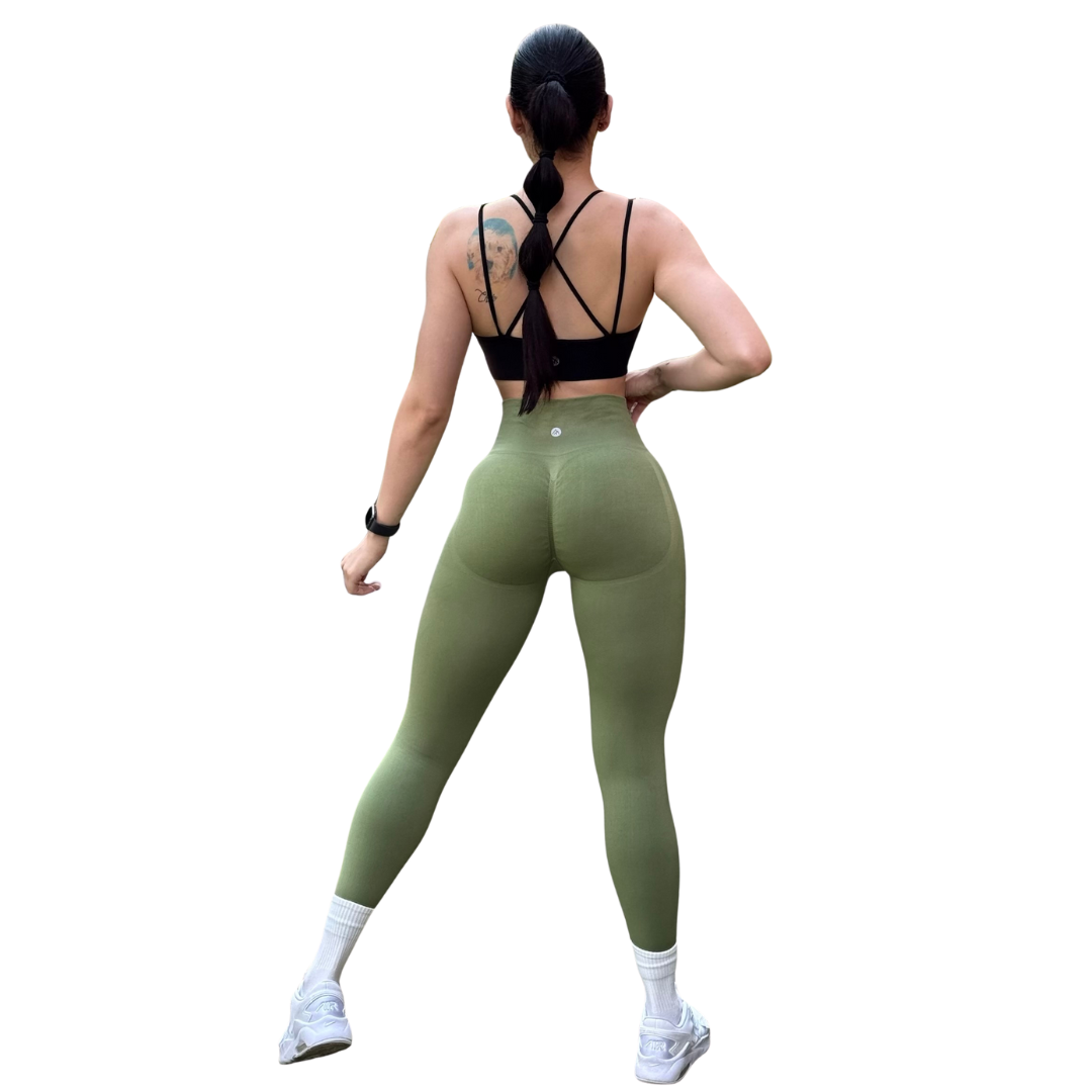 🔸 Leggings Burbuja + Push Up | Seamless Compresión - Pistache