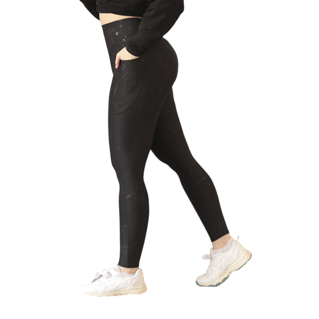 Leggings básico con bolsillos | Supplex Stretch, Relieves Leca - Negra