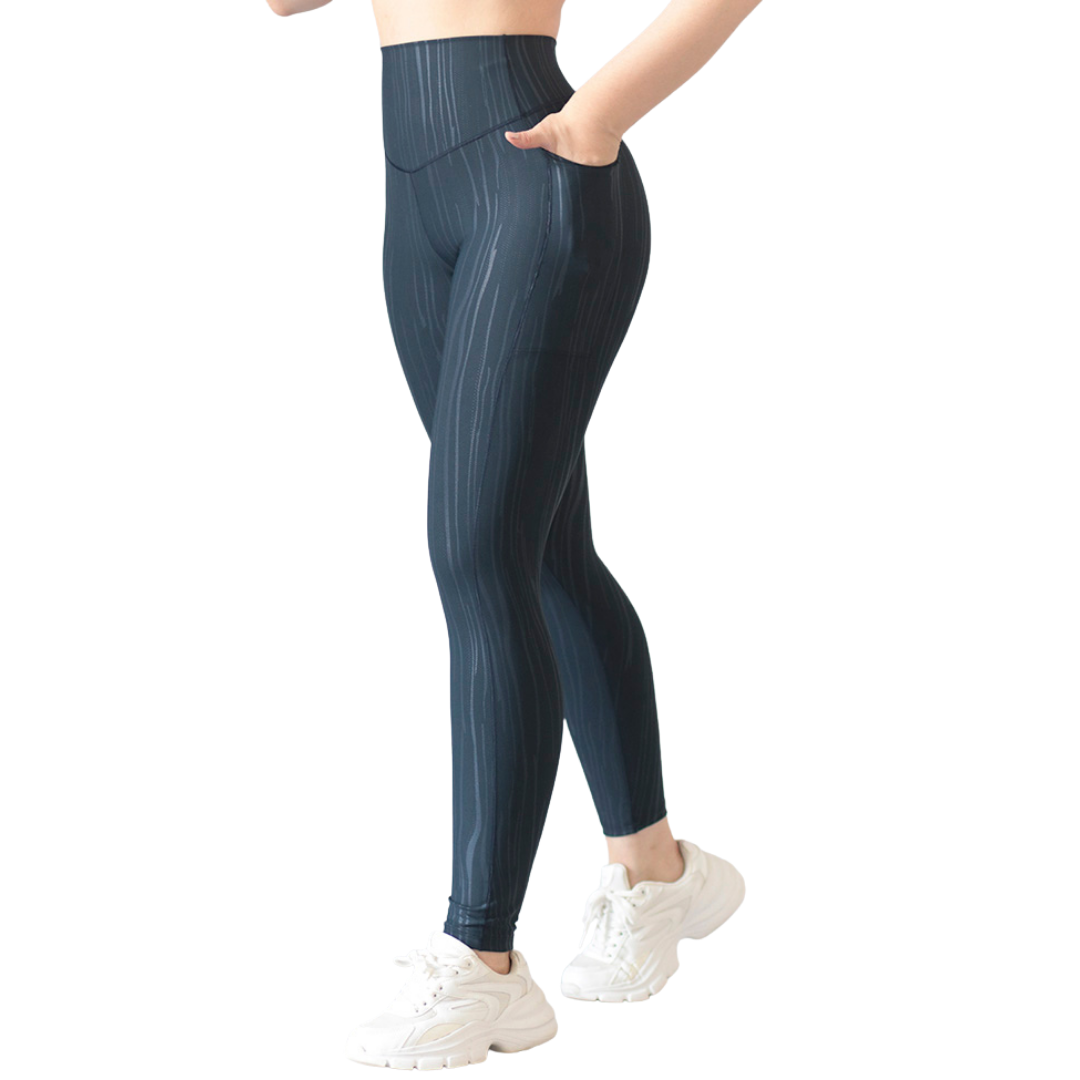 🔹 Leggings básico con bolsillos | Supplex Stretch, Destellos – Azul