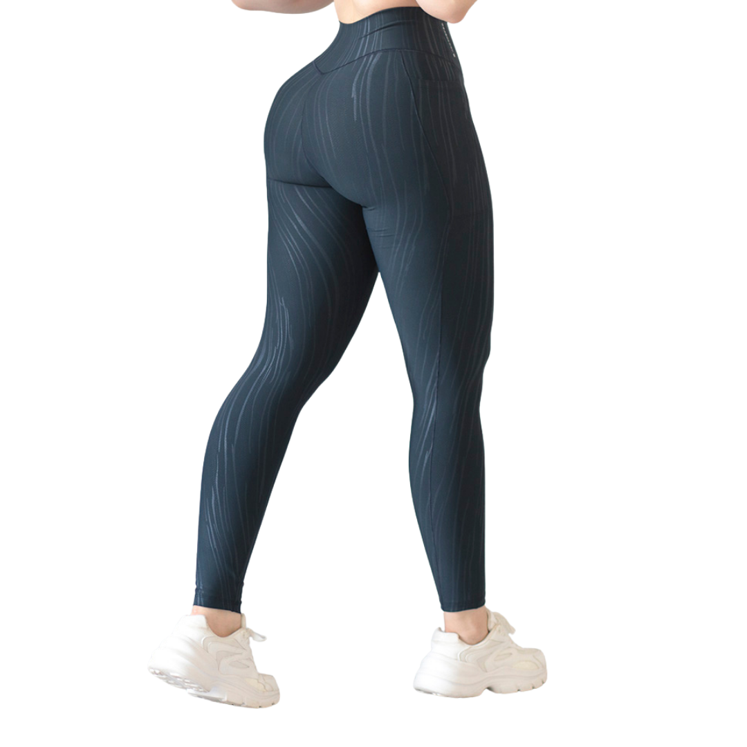 🔹 Leggings básico con bolsillos | Supplex Stretch, Destellos – Azul