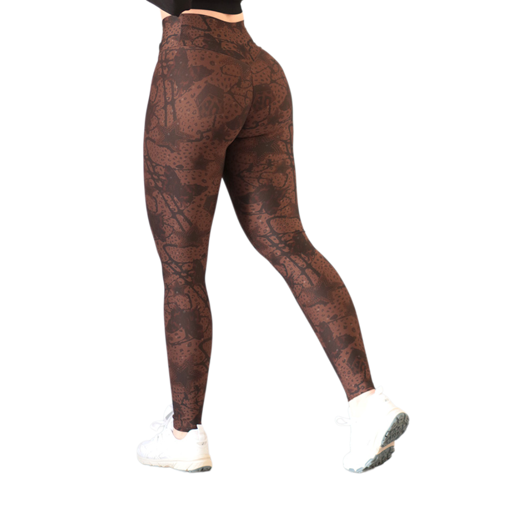 Leggings push up | Supplex Stretch, Liso Mariposas – Café
