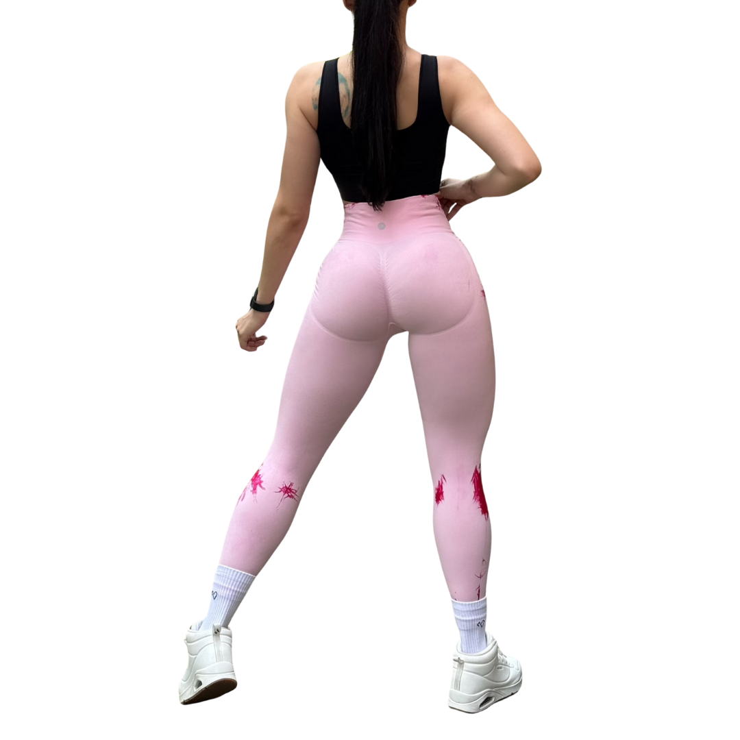 Leggings Deportivos Seamless de Compresión para Mujer Fitness: Glúteos Redondos, Vientre Plano y Cintura Definida | Push Up + Burbuja + Compresión Faja. Ultra Cómodos. Color rosa | Adriana Olimpo