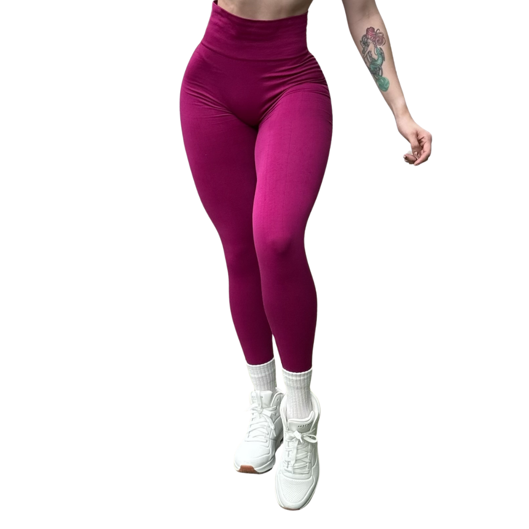 Leggings Deportivos Seamless de Compresión para Mujer Fitness: Glúteos Redondos, Vientre Plano y Cintura Definida | Push Up + Compresión Faja, Ultra Cómodos y Sin Costuras, Color Bugambilia | Adriana Olimpo
