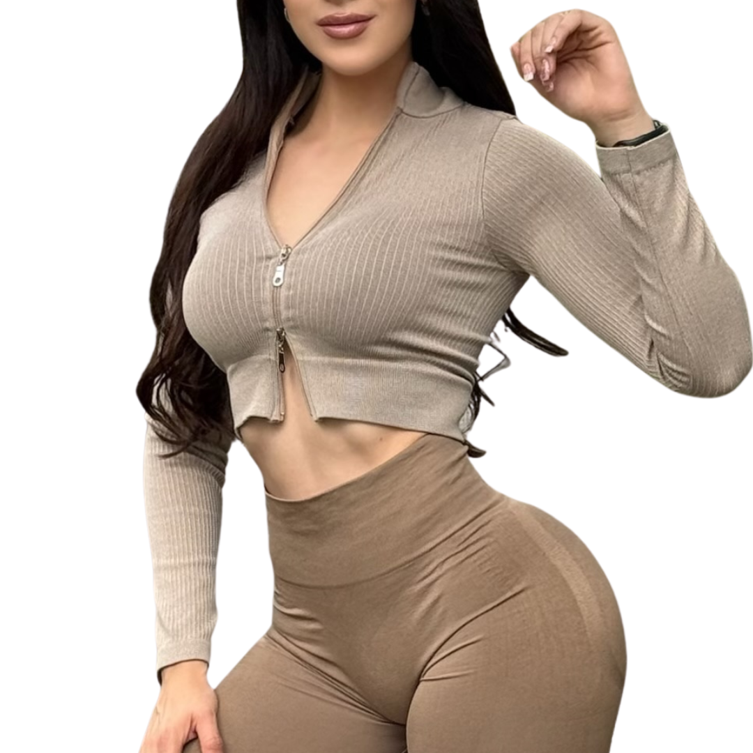 ADRIANAOLIMPO® | Blusa - Chamarra deportiva manga larga | Transpirable, Relieves – Moka Obscuro | Ropa deportiva para mujer Elite HotSale Blackfriaday Envío Gratis a México. Mayoreo Menudeo Ofertas Exclusivas