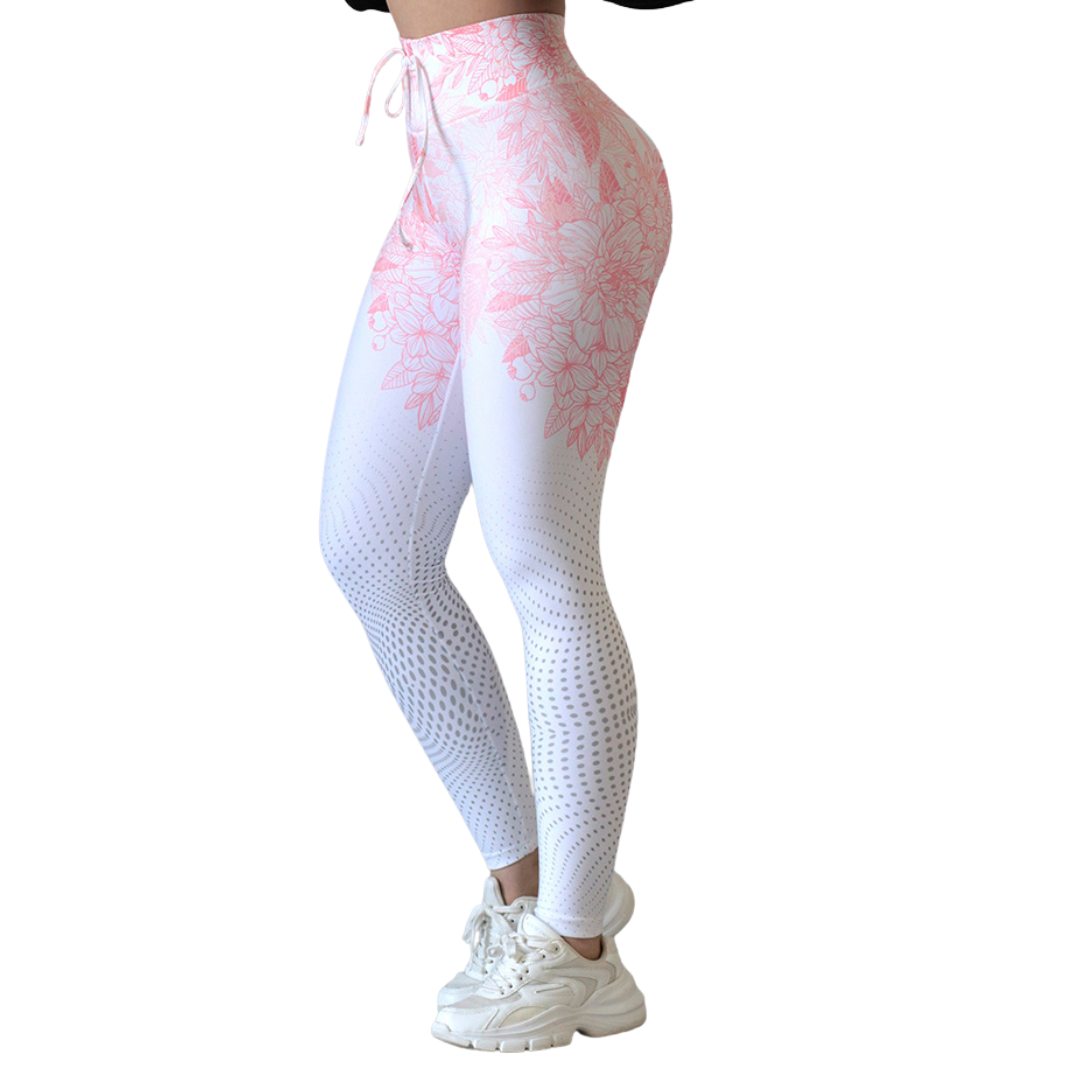 🔹 Leggings básico | Supplex Stretch, Liso – Rosa-Blanco