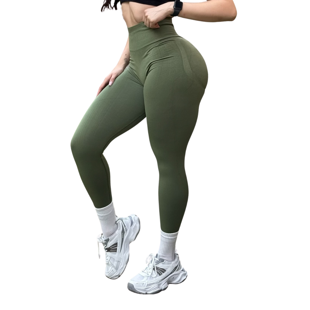 🔸 Leggings Burbuja + Push Up | Seamless Compresión - Olivo
