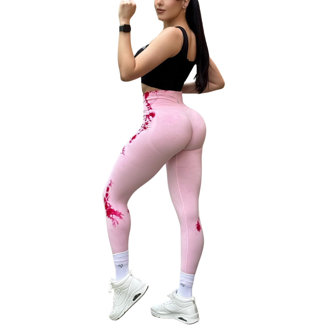 Leggings Deportivos Seamless de Compresión para Mujer Fitness: Glúteos Redondos, Vientre Plano y Cintura Definida | Push Up + Burbuja + Compresión Faja. Ultra Cómodos. Color rosa | Adriana Olimpo