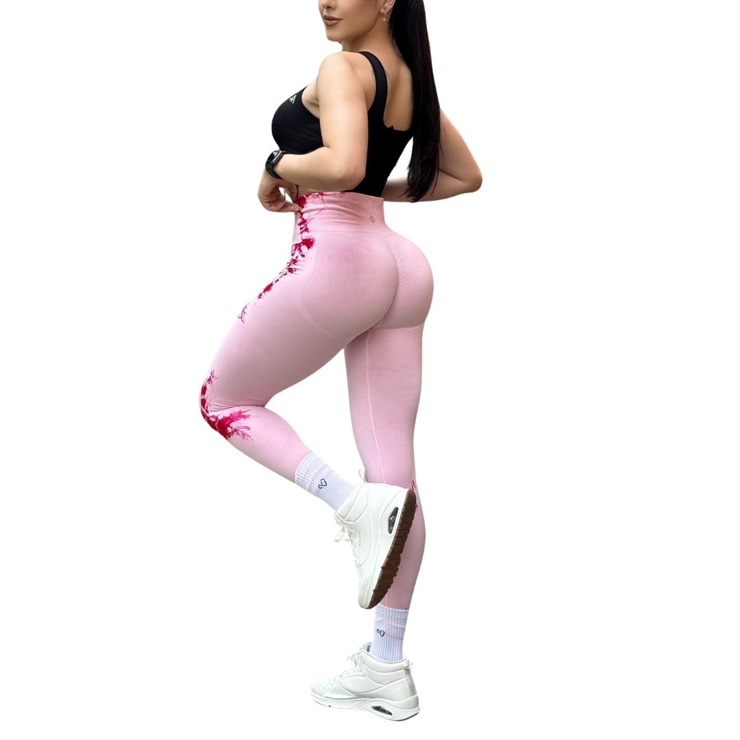 Leggings Deportivos Seamless de Compresión para Mujer Fitness: Glúteos Redondos, Vientre Plano y Cintura Definida | Push Up + Burbuja + Compresión Faja. Ultra Cómodos. Color rosa | Adriana Olimpo