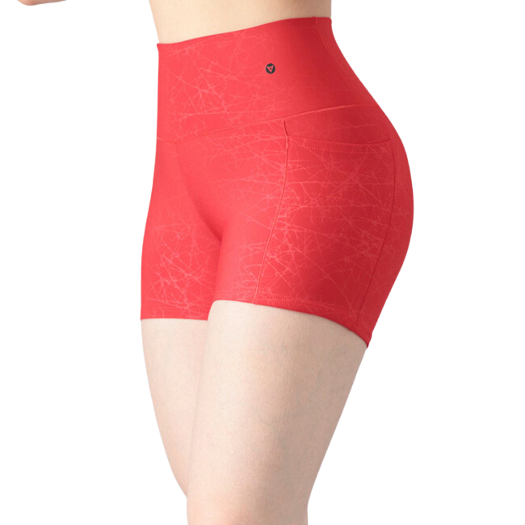 Elite Shorts Mini deportivo con Bolsitas. Rojo Red Texturizado