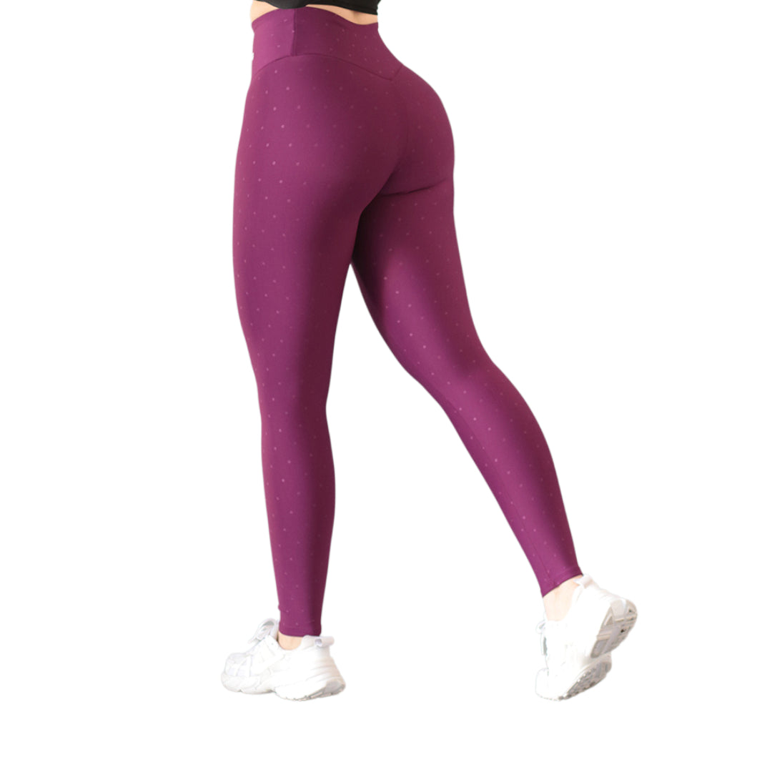 Leggings básico | Supplex Stretch, Relieves Polka – Morada