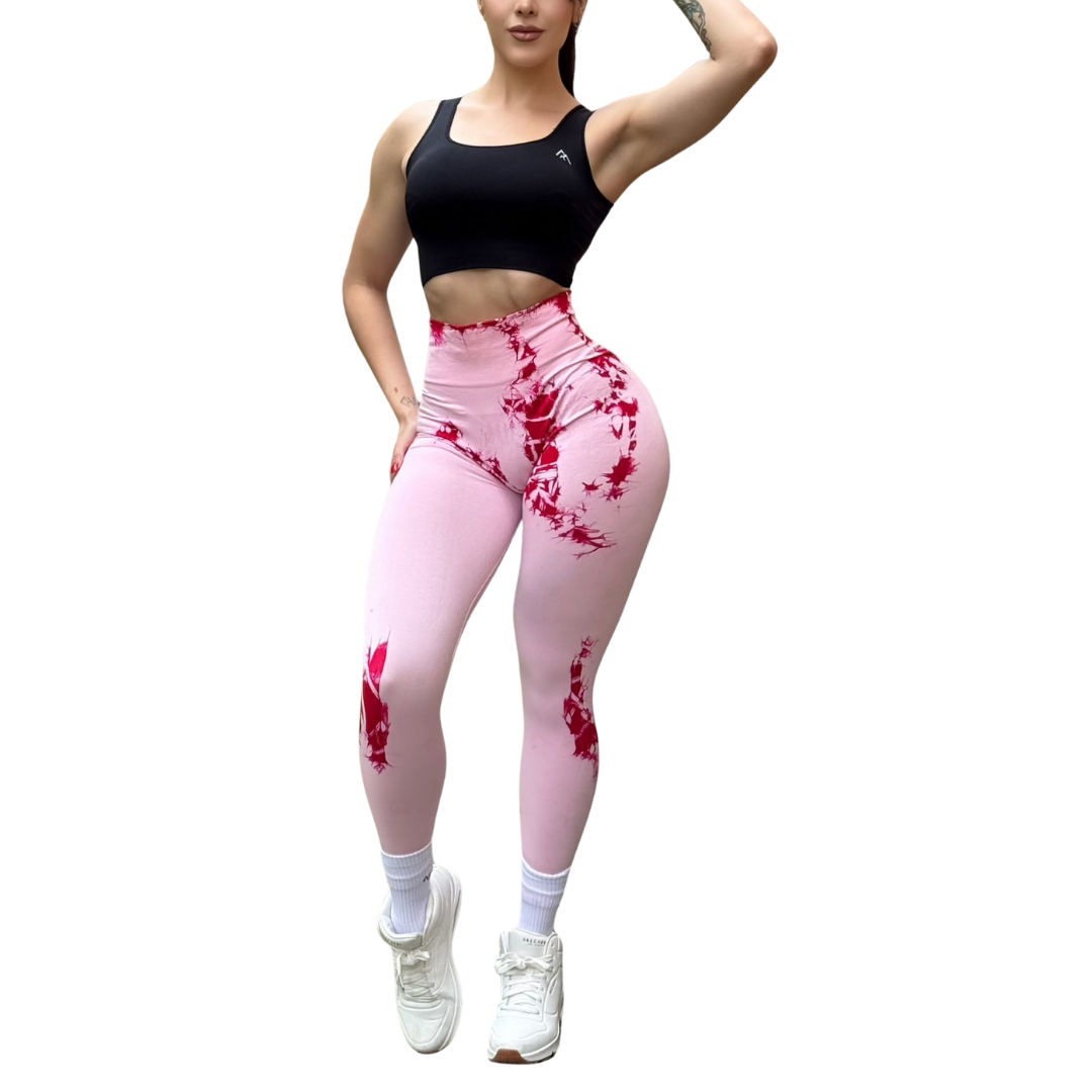 Leggings Deportivos Seamless de Compresión para Mujer Fitness: Glúteos Redondos, Vientre Plano y Cintura Definida | Push Up + Burbuja + Compresión Faja. Ultra Cómodos. Color rosa | Adriana Olimpo