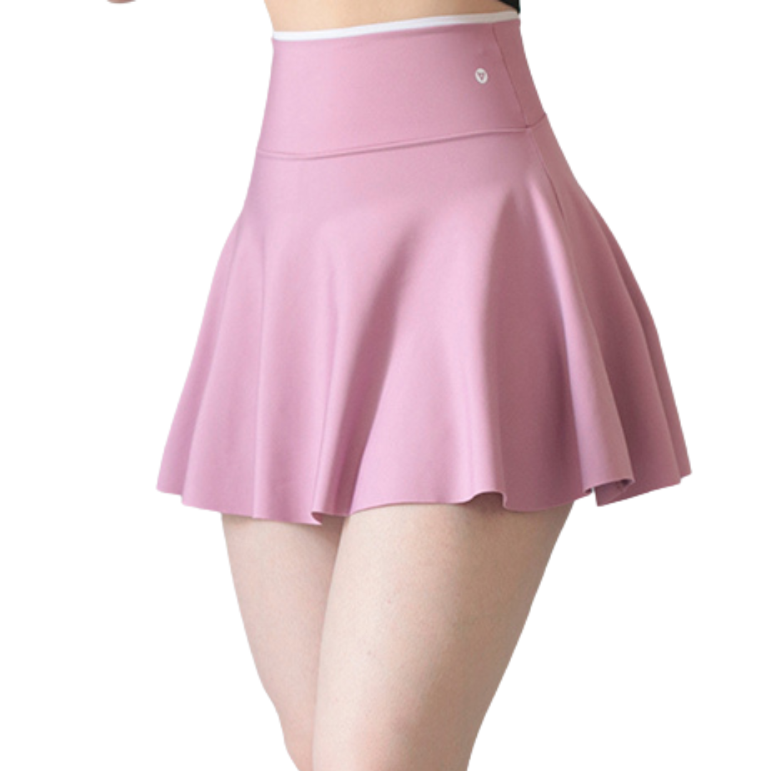 Falda short deportiva supplex para mujer, cintura alta con acabado liso. Color rosa old | Adriana Olimpo