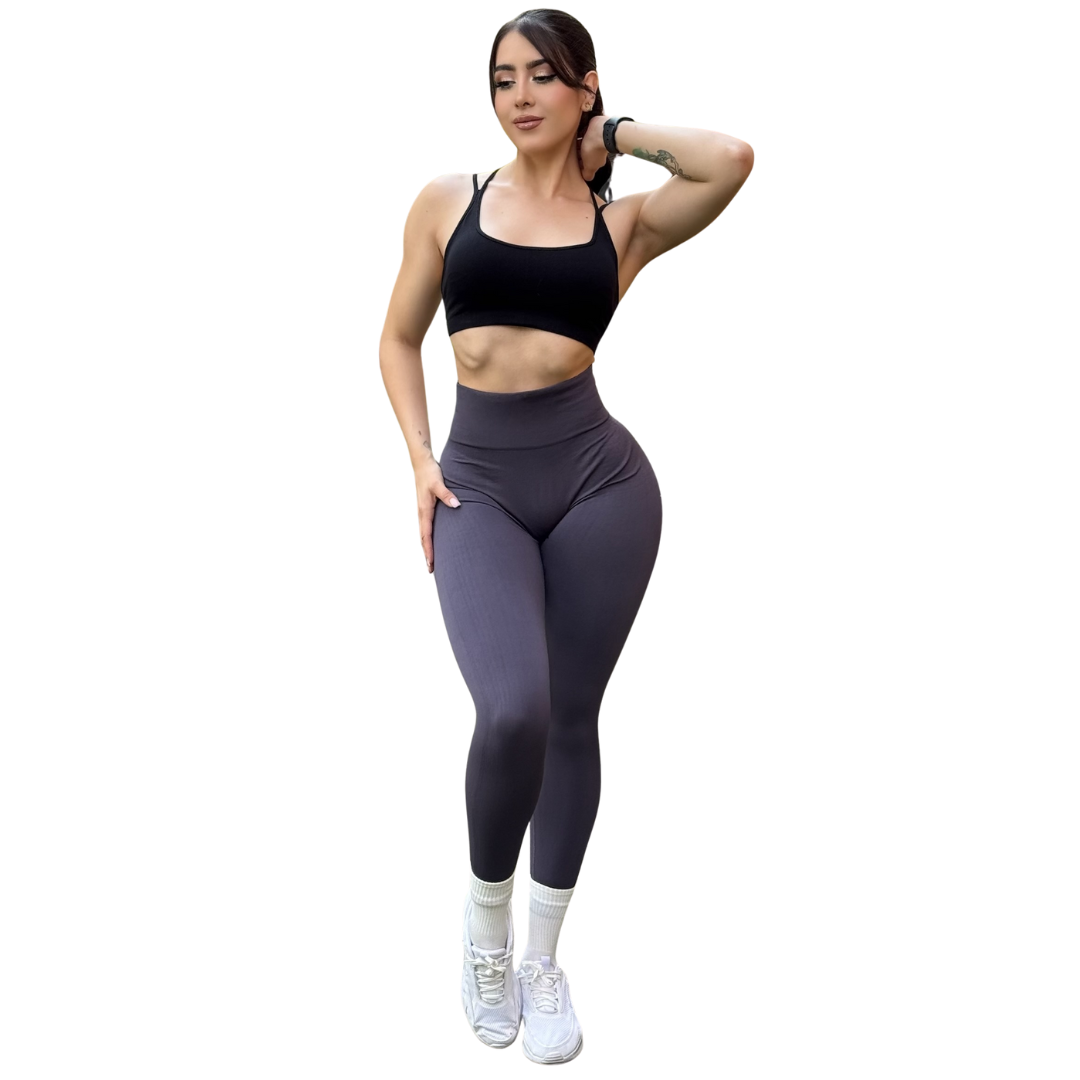 🔸 Leggings Burbuja + Push Up | Seamless Compresión - Gris Luna