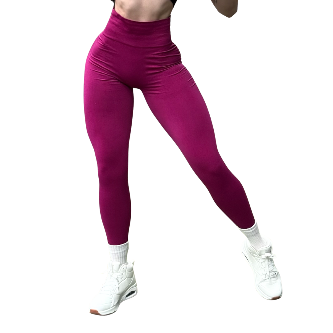 Leggings Deportivos Seamless de Compresión para Mujer Fitness: Glúteos Redondos, Vientre Plano y Cintura Definida | Push Up + Compresión Faja, Ultra Cómodos y Sin Costuras, Color Bugambilia | Adriana Olimpo