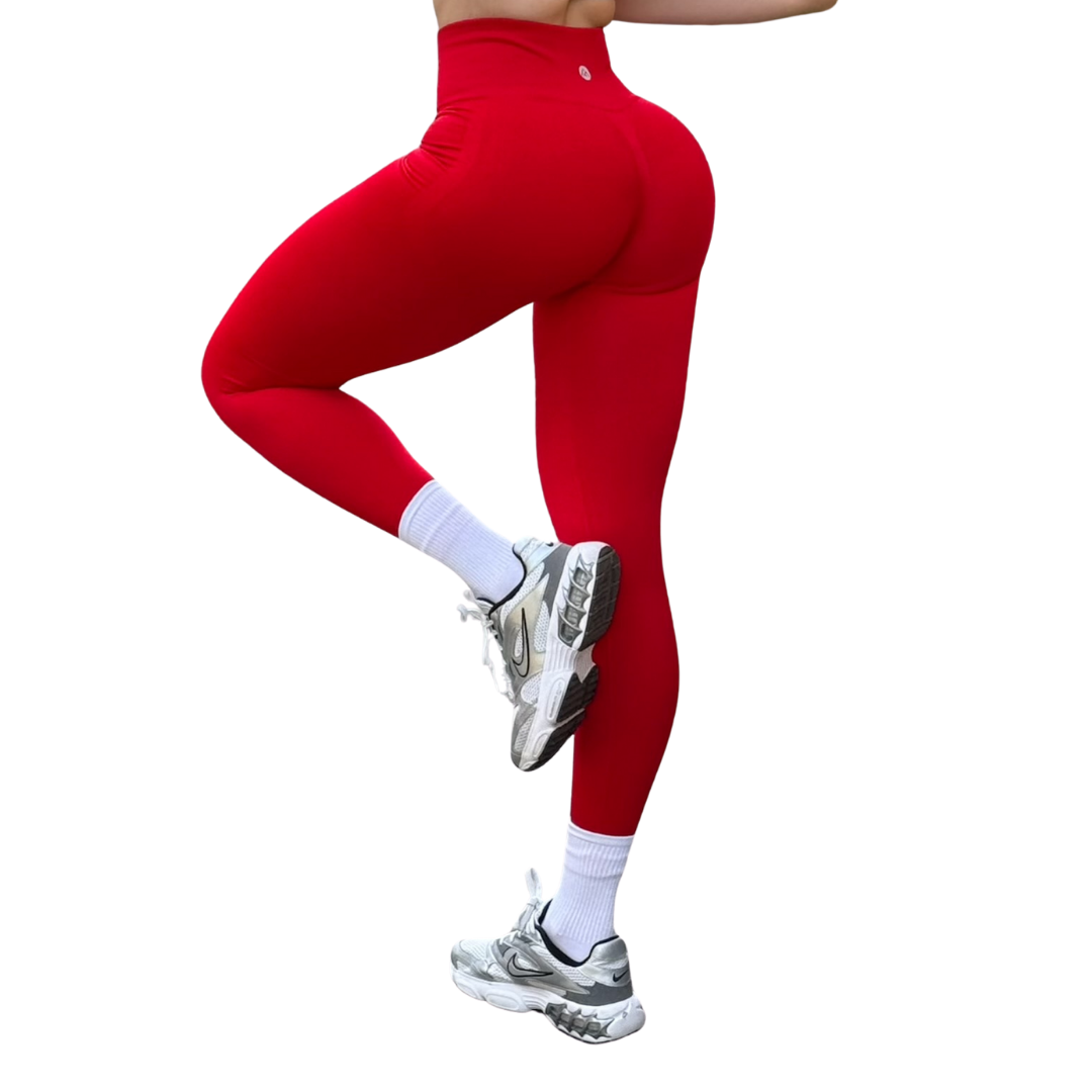 Leggings Burbuja + Push Up | Seamless Compresión - Rojo